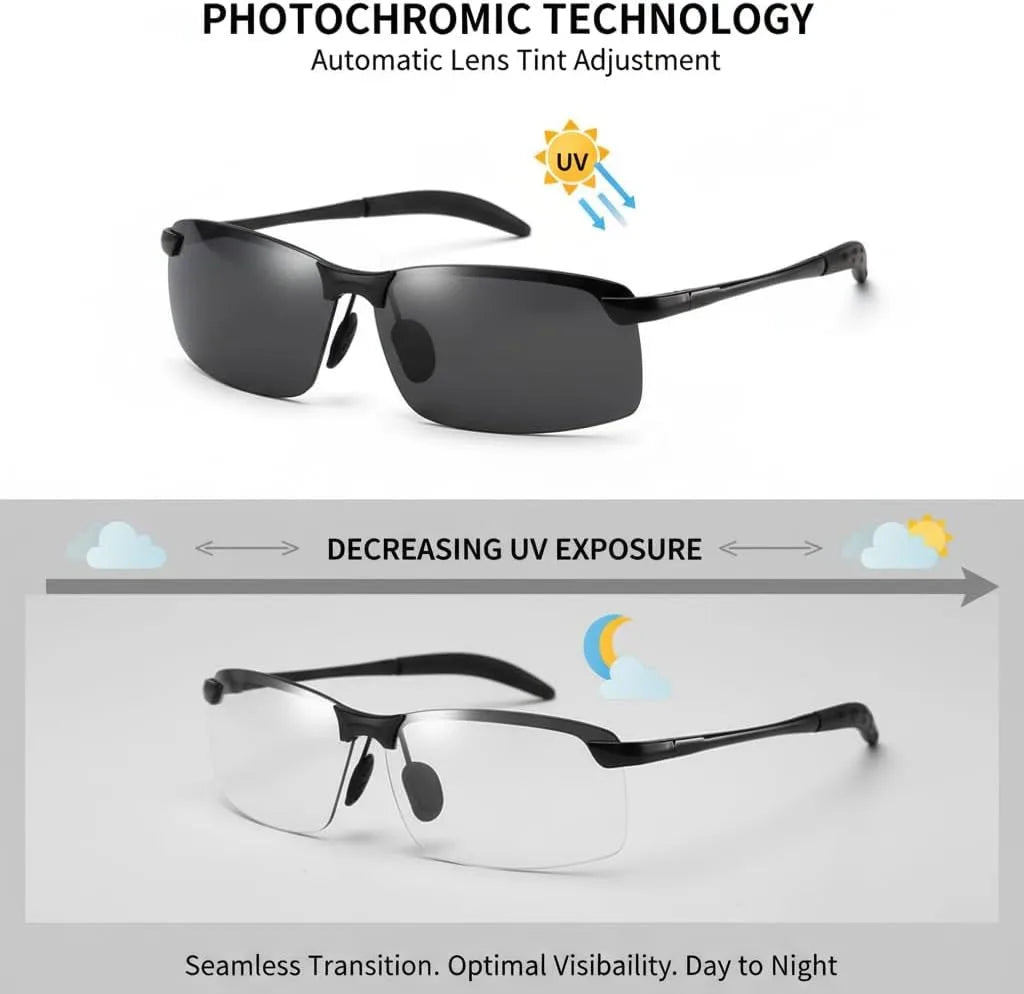 Polarized Photochromic Sports Sunglasses Day & Night