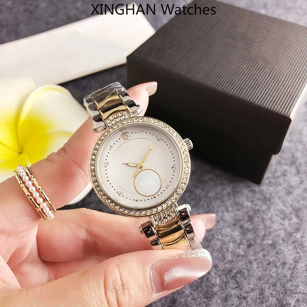 High-end Women's Watches, 2026 French-style Luxurious Casual Ladies' Wristwatches, 32mm Creative Letter "Double C" Fashionable Gold-rimmed Diamond-studded Ladies' Watches, High-end Couple's Wristwatches. Quartz Wristwatches mbzr