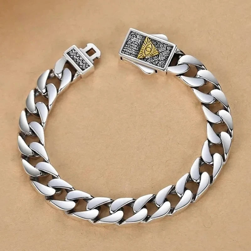 2025 New fashion 100% S925 Sterling Silver 9MM Cuban Bracelet Simple Men's and Women's Fashion Trend Jewelry Gifts