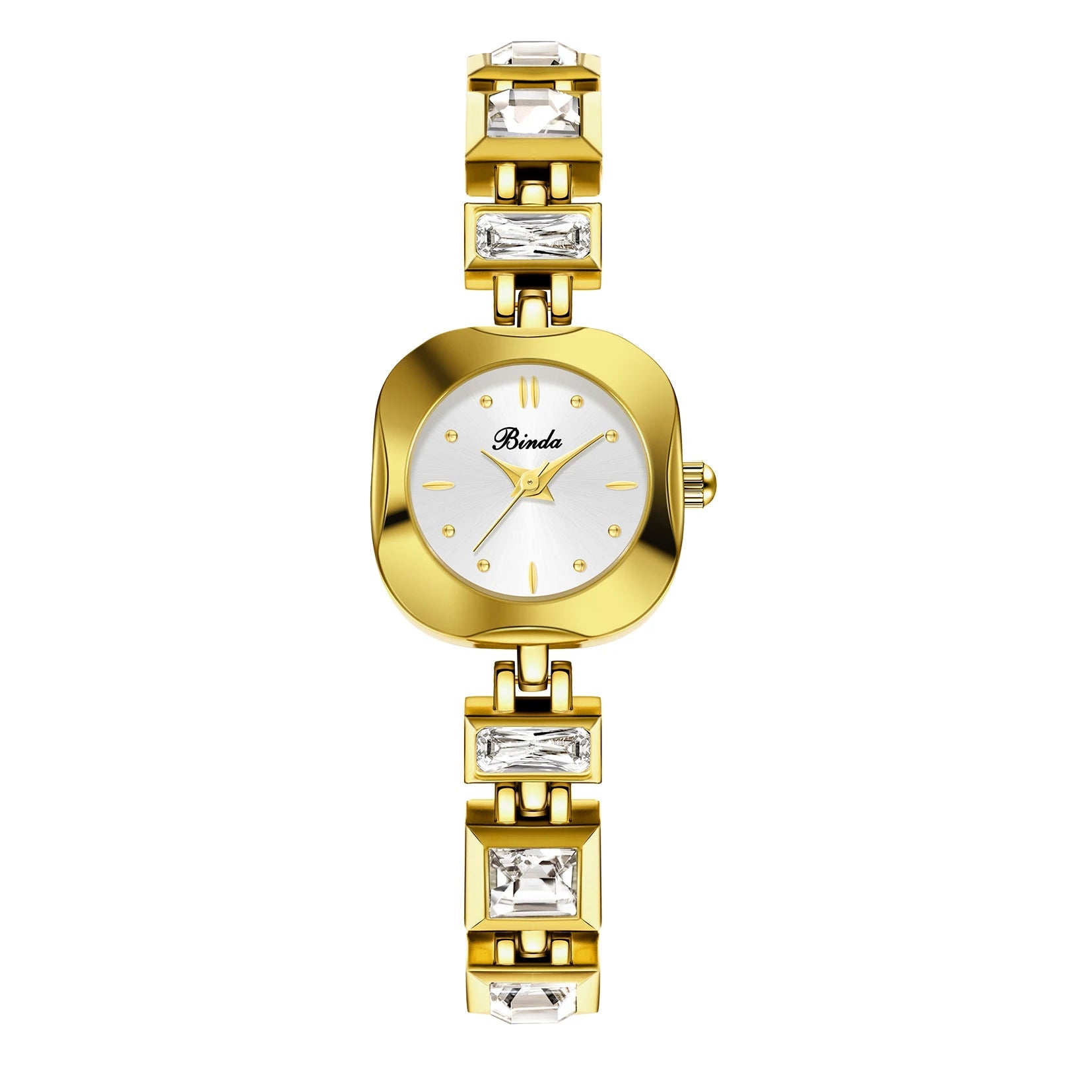 BINDA Women’s Square Crystal Quartz Watch Bracelet with Box & Strap Adjuster mbzr