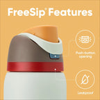 FreeSip Insulated Stainless Steel Water Bottle with Straw for Sports, Travel, and School Sports Water Bottle, 32 oz, Foggy Tide mbzr