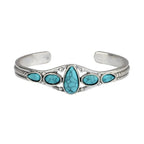 Wu's 2022 New European and American Bohemian Style Retro Turquoise Carved Hollow Geometric Bracelet Opening Adjustable Bracelet