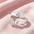 CoolTime Celtic Trinity Knot Ring For Women Zircon Stainless Steel Open Ring Sparkling Triquetra Amulet Wicca Jewelry Gift