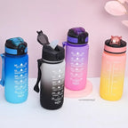 Motivational Water Bottle 600ml Leakproof Sports Water Bottle with Time Marker Straw Frosted Gradient Portable Cup mbzr