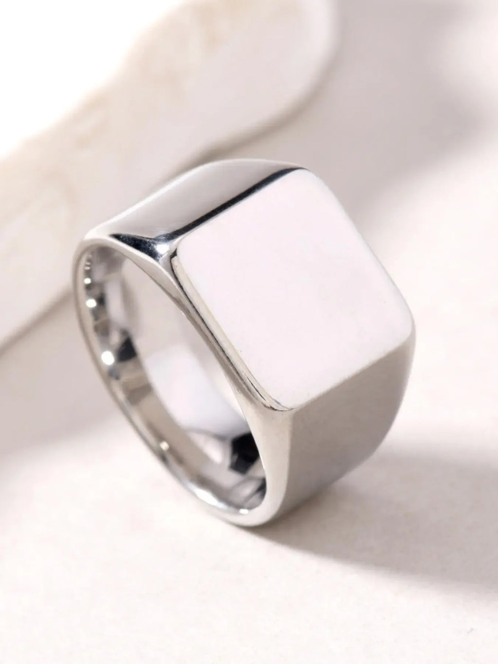 Punk Style Stainless Steel Ring for Men, Unique Square Smooth Finish Titanium Ring, Bold Fashion Statement Jewelry, Stackable Rings, Stacking Rings, Square Shaped Ring, Stackable Finger Rings, Metal Rings