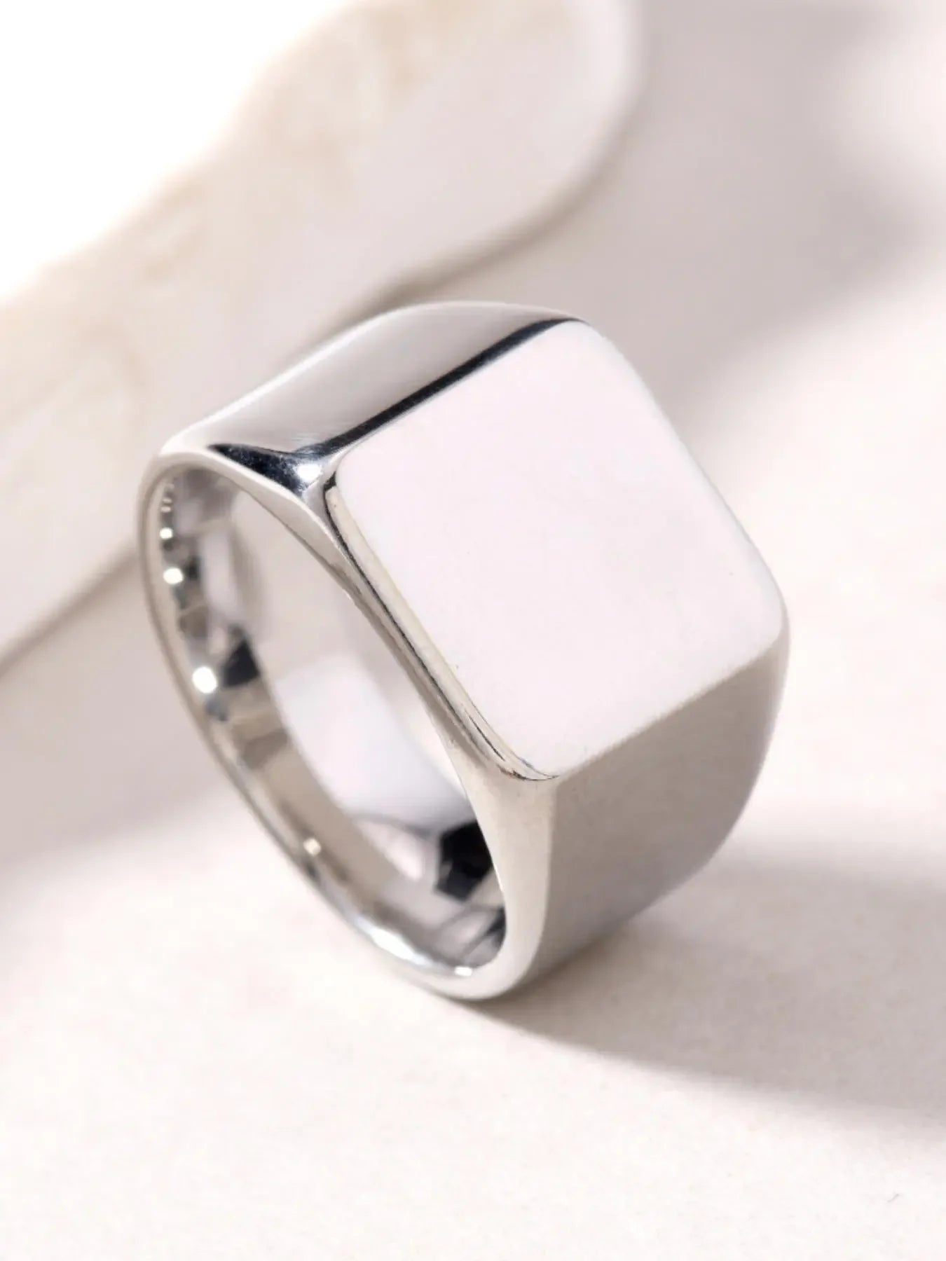 Punk Style Stainless Steel Ring for Men, Unique Square Smooth Finish Titanium Ring, Bold Fashion Statement Jewelry, Stackable Rings, Stacking Rings, Square Shaped Ring, Stackable Finger Rings, Metal Rings