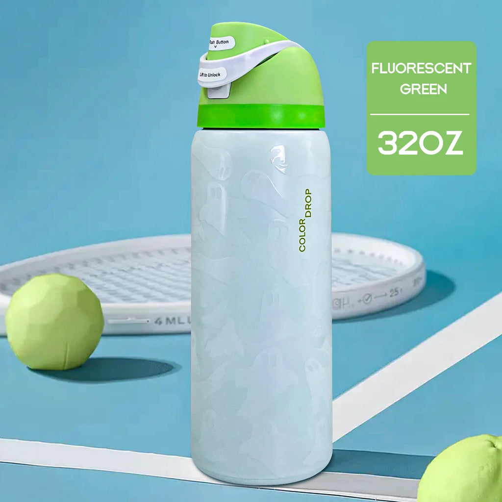 Owalaa nightlight ghost 32oz/945ml stainless steel insulated water bottle with straw,for daily sports outdoor,perfect gift mbzr