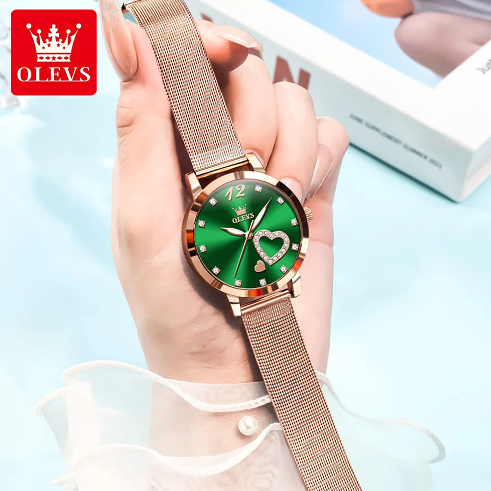 OLEVS 5189 Light Luxury Style Women Quartz Movement Watch Luminous Function 30m Waterproof Milanese Steel Strip Brand Wristwatch mbzr