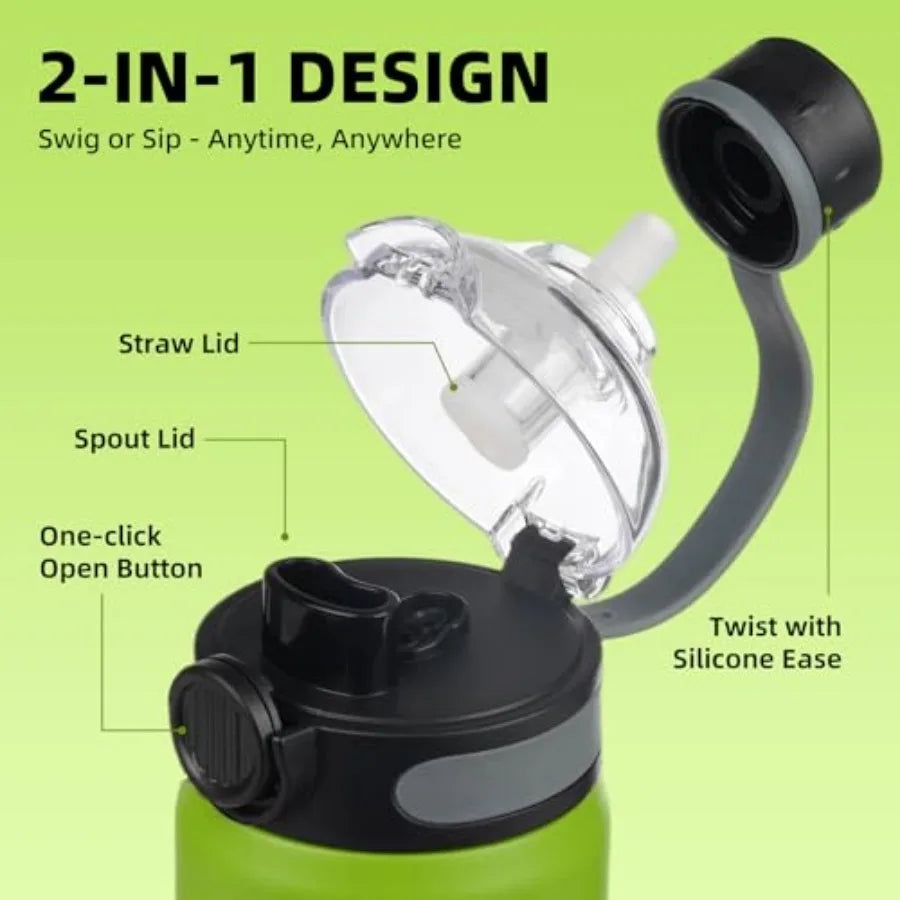 Insulated Stainless Steel Water Bottle with Straw Lid and Handle, Leakproof BPA-Free Double Wall Vacuum Bottle for Gym, Sports mbzr