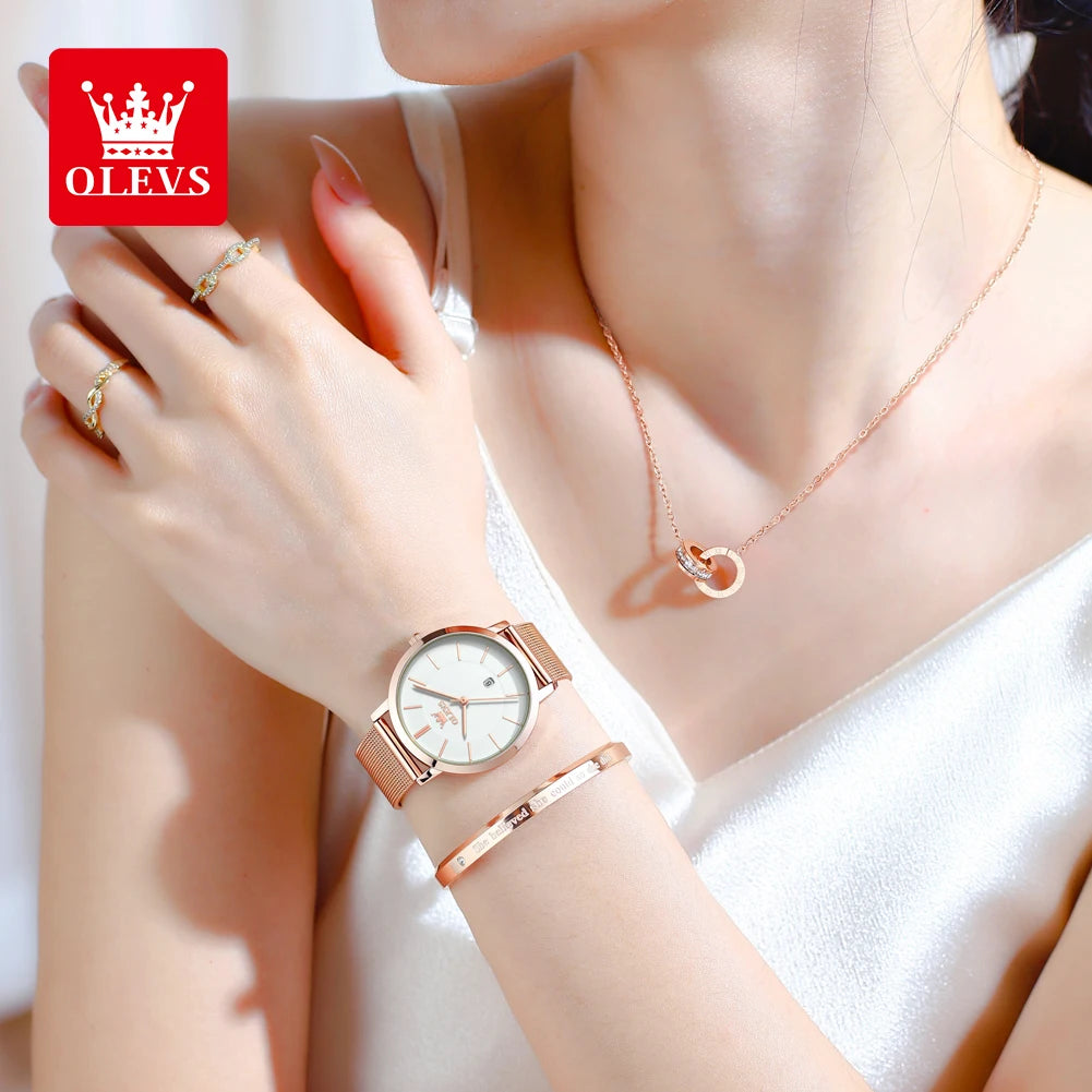 OLEVS 5869 Women Watch Fashion Simple Ultra Thin 6.5mm Quartz Women's Watch Top Brand Calendar Waterproof Women Luxury Watch mbzr