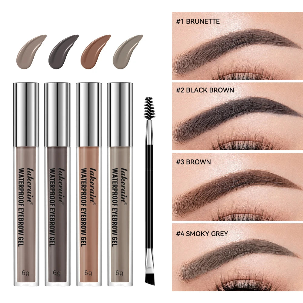 Lakerain Waterproof Eyebrow Gel Long Lasting Highly Pigmented Liquid Eyebrow Makeup Sweatproof Natural Black Brown mbzr