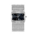YaLaLuSi Multi Strand Gold Bead Mesh Ladies Watch Rectangle Crystal Bezel Black Dial Luxury Women Quartz Wristwatch Gift