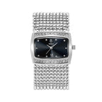 YaLaLuSi Multi Strand Gold Bead Mesh Ladies Watch Rectangle Crystal Bezel Black Dial Luxury Women Quartz Wristwatch Gift