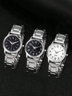 3pcs Unisex Alloy Quartz Casual Sports Watches, More Suitable For Small Women's Wrist