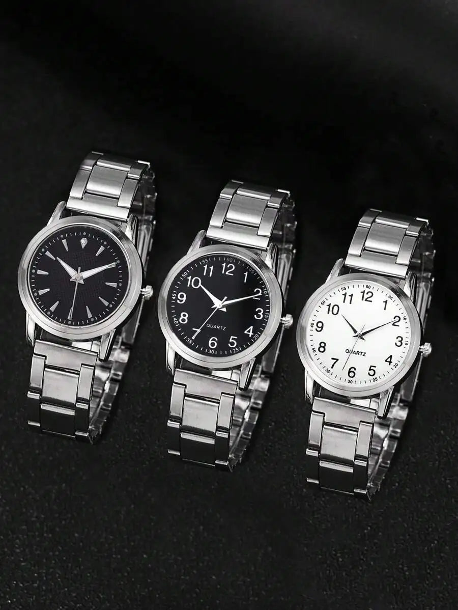 3pcs Unisex Alloy Quartz Casual Sports Watches, More Suitable For Small Women's Wrist