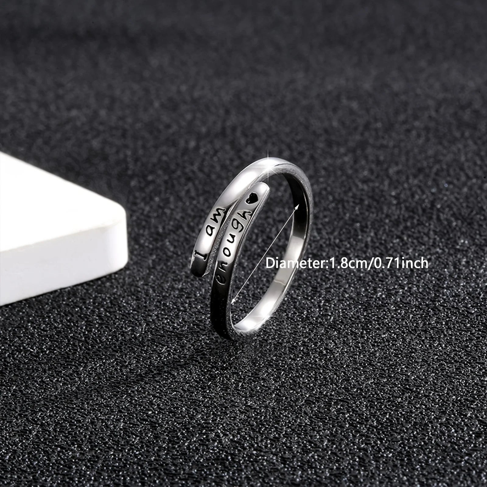 One piece, simple stainless steel engraved letter adjustable open ring, suitable for matching clothing, suitable for daily, party wear, jewelry gifts