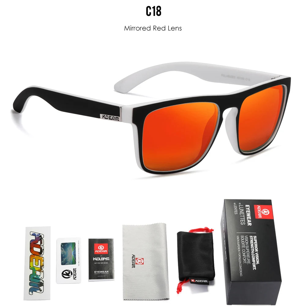 KDEAM Legend Square Sunglasses Polarized Lens Unisex for Outdoors with Brand Box