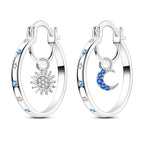 MULA 925 Sterling Silver Sun Moon Hoop Earrings Zircon for Women Girls Trendy Elegant Wedding Party Fashion Earring Jewelry Gift