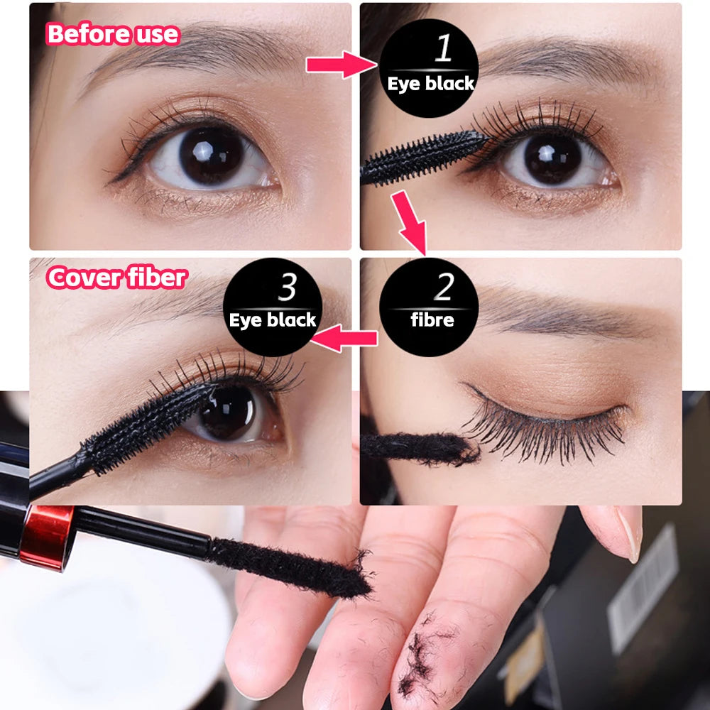 Gecomo Silk Fiber Eyelash Gel Double Tube Set - 24H Waterproof Smudge-proof Thick Volumizing Lengthening No Clumping Mascara mbzr