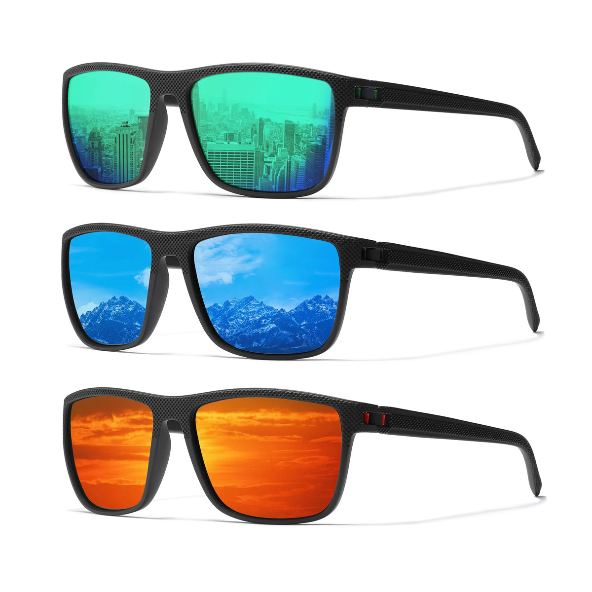 KINGSEVEN 3pcs Sunglasses For Men luxury Polarization High Quality TR90 UV400 Eyewear Eye Protection Glasses