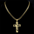Crown of Thorns Jesus Cross Necklace Stainless Steel Gold Plated Crucifix Pendant Necklaces Jewelry