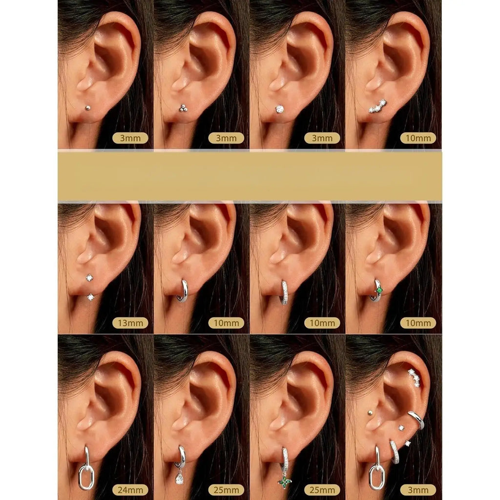 11Pairs Gold Hoop Earrings for Women-Hypoallergenic Surgical Steel Earrings 14K Gold-plated Plated Cartilage Earring Sets for Multiple Piercing Trendy Earring Stacks Flat Back Stud Hoops