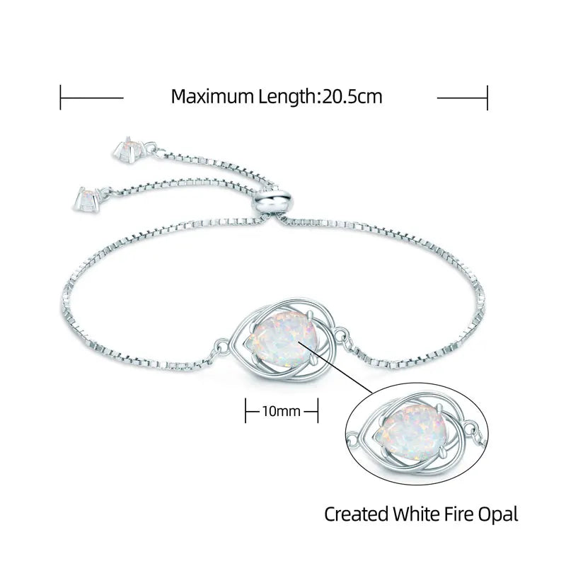 OXTAO White Opal Water Drop Necklace Bracelet Female Jewelry 925 Sterling Silver 7x10mm Pear Shape Cut Hollow Pendant Adjustable mbzr