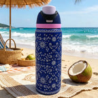 Owalaa cashew nut pattern 32oz/945ml stainless steel insulated water bottle with straw,for daily sports outdoor,perfect gift mbzr