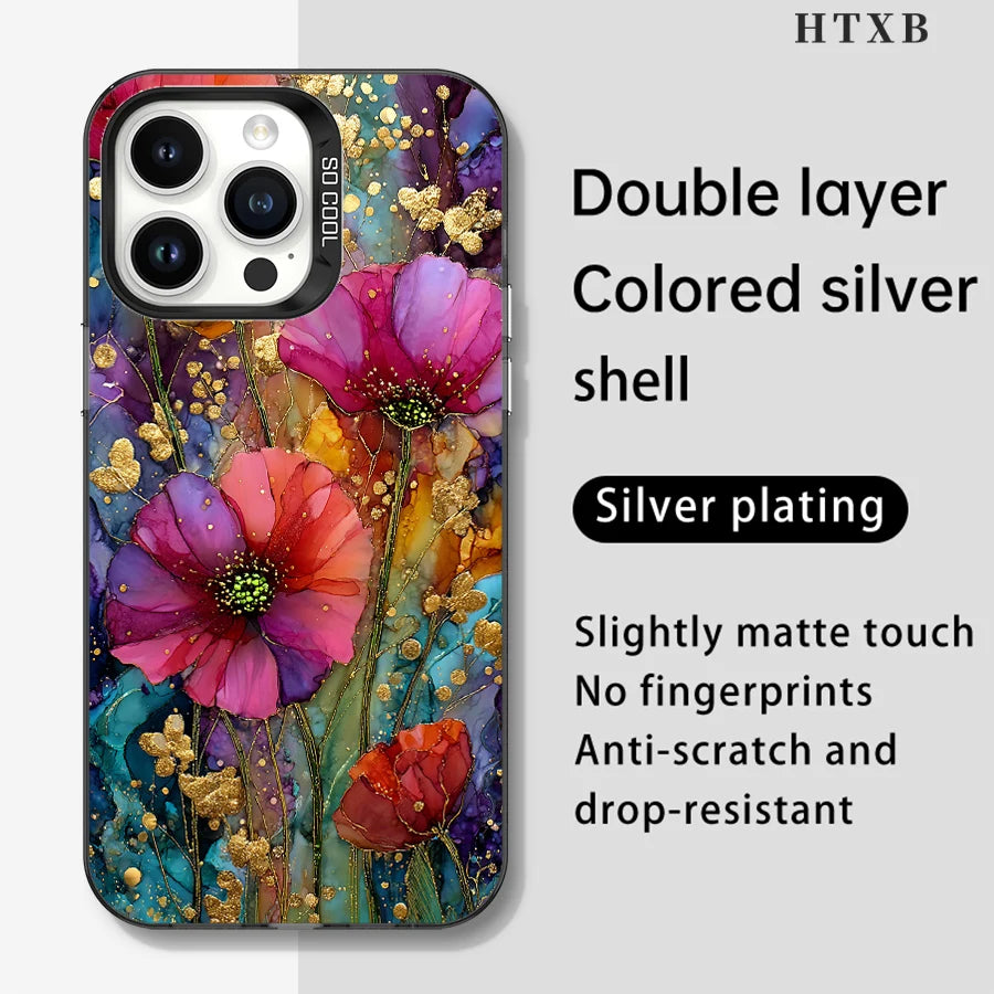 Gilded Flower Shadow Phone for iPhone 17 to 11 Pro Max Plus
