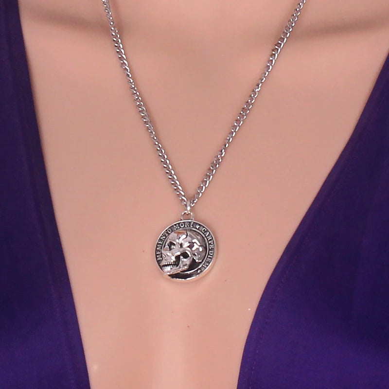 Vintage Ethic  Letter Skull Necklace  Fashion Punk Christmas Skeleton Necklaces for Women and Men