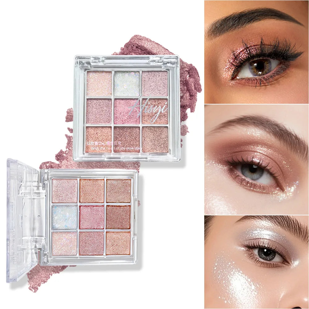 Pearlescent Fine Glitter Highlighter Dazzling Natural Eyeshadow Palette Long-lasting mbzr