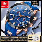 OLEVS 9991 Top Trendy Men's Watch Waterproof Silicone Strap Luxury Multifunctional Chronograph Brand Sports Quartz Men's Watch mbzr