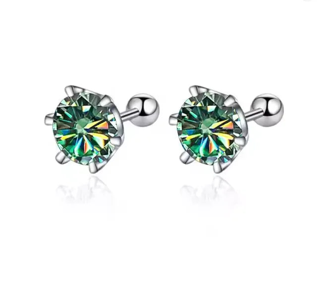 0.3-2CT Moissanite Earrings 925 Sterling Silver Round Cut Stud Earrings Piercing Earrings for Men and Women Fine Jewelry mbzr