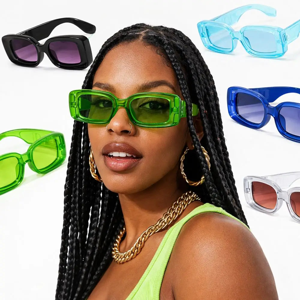 Trendy Hip Hop Small Square Sunglasses Candy Color Vintage Cool UV400 Protection Sun Glasses Fashion Traveling Eyeglasses Unisex For Women Men Outdoor Fishing