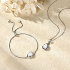 OXTAO White Opal Water Drop Necklace Bracelet Female Jewelry 925 Sterling Silver 7x10mm Pear Shape Cut Hollow Pendant Adjustable mbzr