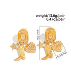 1 Pair Fashion Women Earrings Retro Bohemian Metal Cowboy Hat Boots Heart Geometric Pendant Earrings - Stylish Jewelry for Women's Casual Party Wear Birthday/Halloween/Holiday Gifts Everyday Jewelry, Elegant Accessory