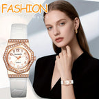 Women Watch Diamond Octagon Rose Golden Quartz Watches for Ladies Fashion Elegant PU Leather Strap Female Wristwatch Gift 2026 mbzr