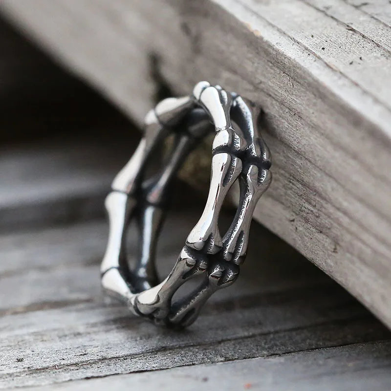 Stainless Steel Vintage Rock Hip Hop Bones Rings Unisex