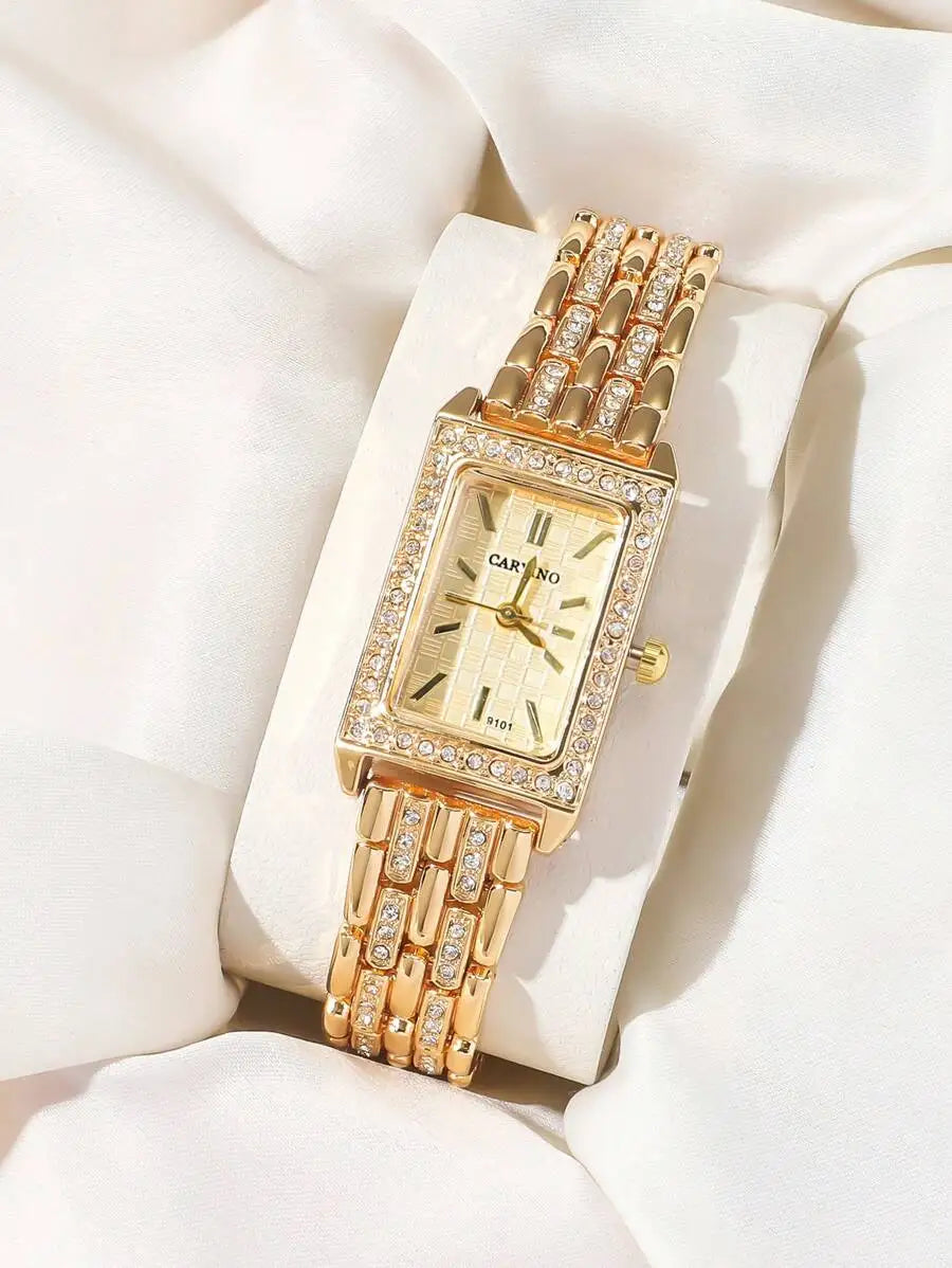 1pc Elegant Fashion Luxury Diamond-Decorated Bracelet Watch For Women, Gift For Birthday, Holiday