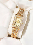 1pc Elegant Fashion Luxury Diamond-Decorated Bracelet Watch For Women, Gift For Birthday, Holiday