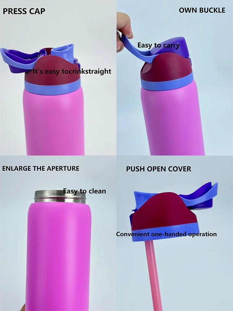 Owalaa pinkish purple 32oz/945ml stainless steel insulated water bottle with straw,for daily sports outdoor,perfect gift mbzr