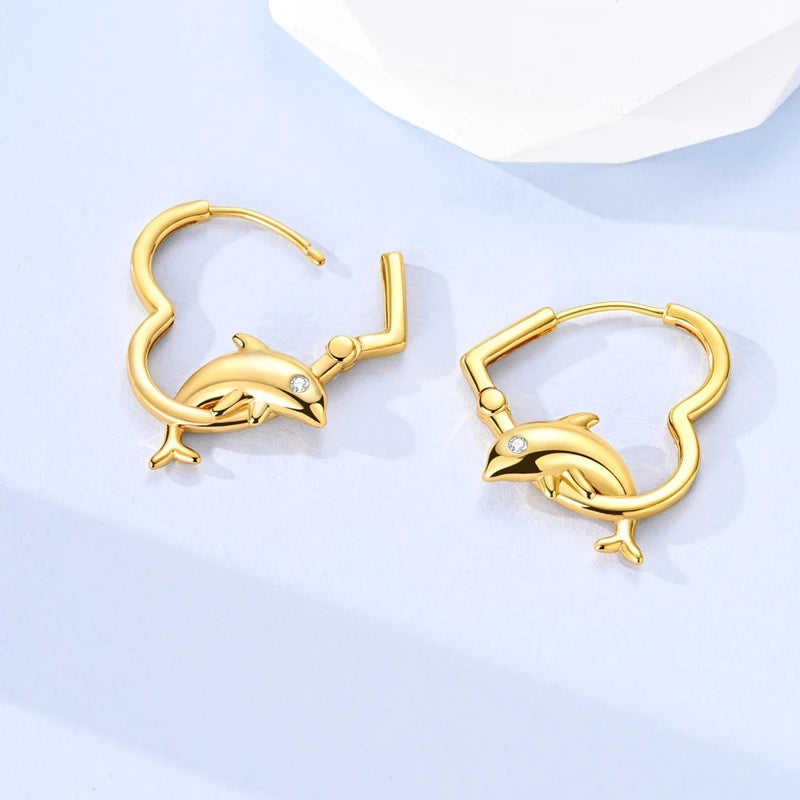 925 Silver Earrings Sparking Dolphin Sloth Cat Football Hoop Earring For Women Girls Anniversary Wedding Jewelry Gifts mbzr