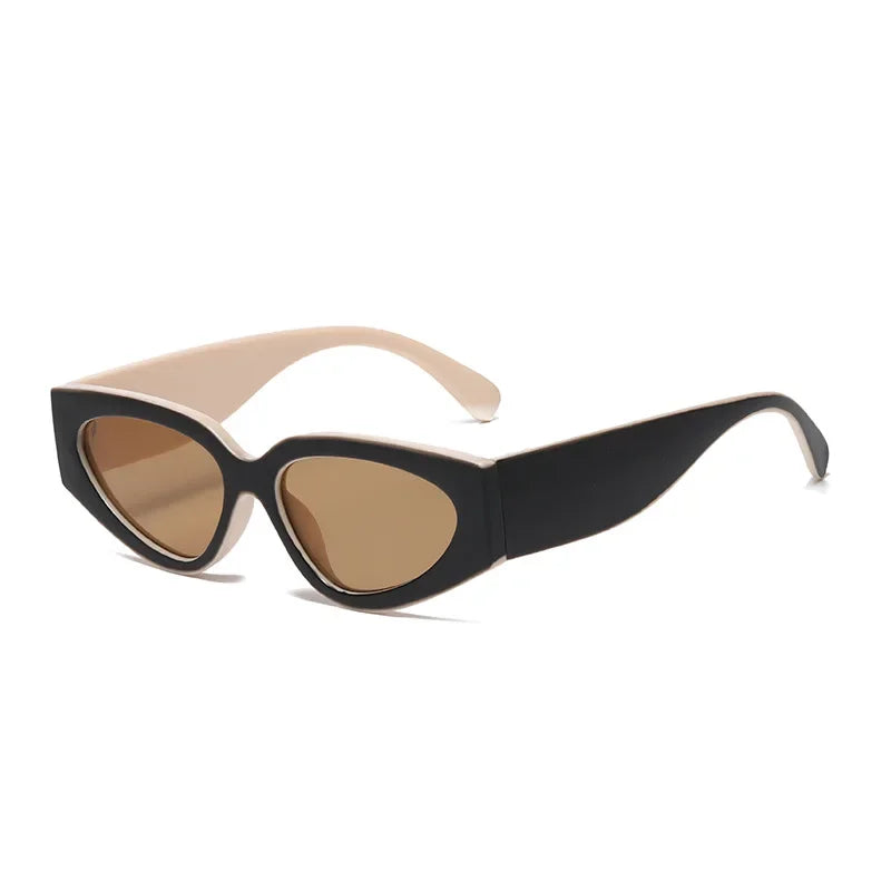 Vintage Patchwork Small Cat Eye Sunglasses Fashion Brand Trendy Shades