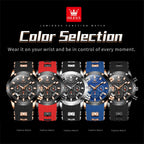 OLEVS 9991 Top Trendy Men's Watch Waterproof Silicone Strap Luxury Multifunctional Chronograph Brand Sports Quartz Men's Watch mbzr