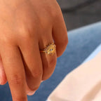 Stainless Steel Tiny Zircon Rings For Women Exquisite Gold Color Sun Double-Layer Ring Punk Hip-Hop Accessory Bague Jewelry Gift