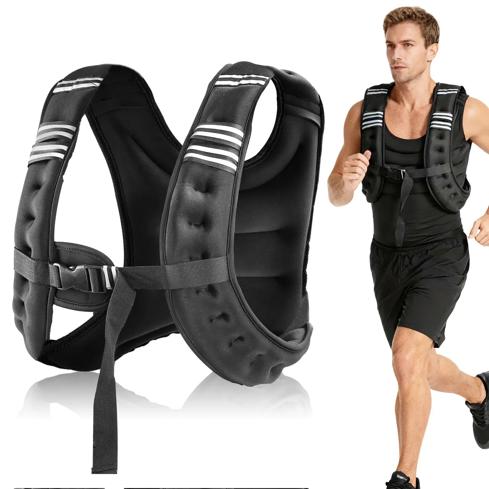 12lb Adjustable Weighted Vest with Reflective Stripes, Workout Vest for Running, Strength Training and Walking mbzr