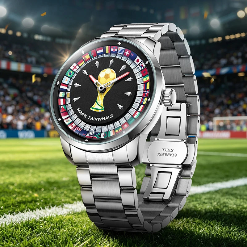 Mark Fairwhale 2026 Fashion Quartz Watches for man Rotatable Flag Dial Waterproof Luminous Wheel Fashion relógios masculino