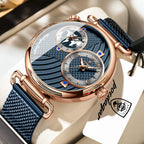 POEDAGAR Original Fashion Man Wristwatch Multiple Time Zone Display Waterproof Calendar Men Watch Mesh Stainless Steel Quartz Business Men's Watches Reloj