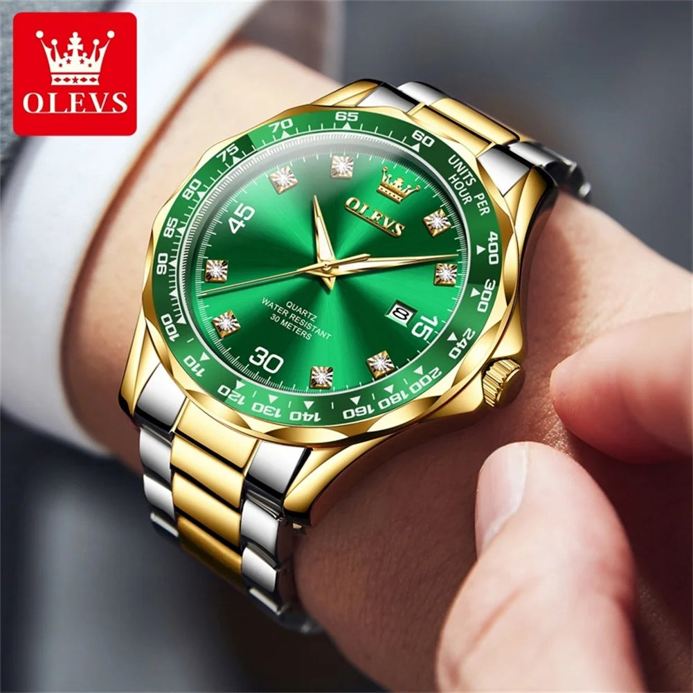 OLEVS 9988 Quartz Watch for Men Luxury Style Waterproof Stainless steel TOP Brand Classic Date Men's Watches Relógio Masculino mbzr