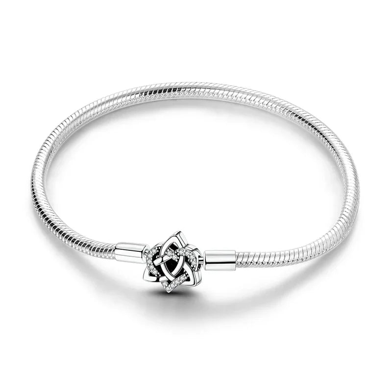 Silver 925 Bracelet Original Bracelets Colorful Zircon Heart Flower Cat Snake Chain For DIY Charms 17-20CM Luxury Jewelry Gifts mbzr